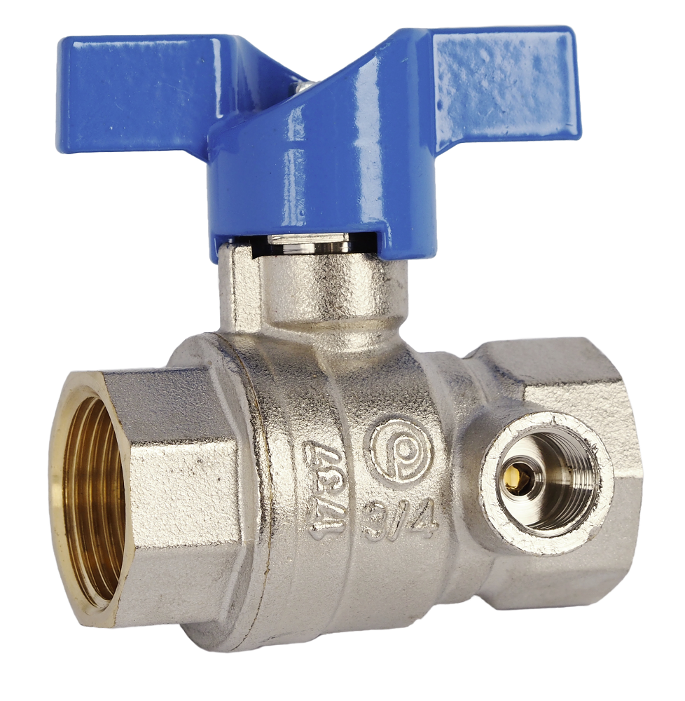 Brass ball valve ¾” FF with drain