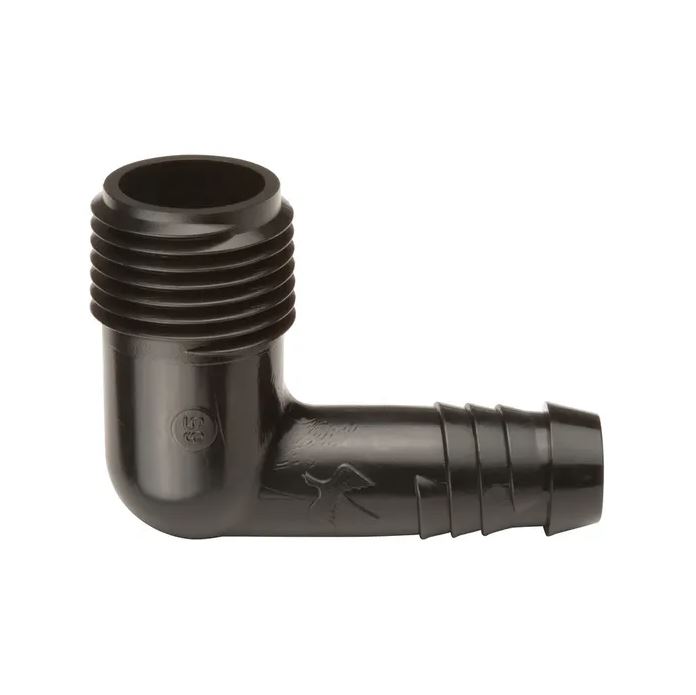 Barb knie met draad ½” M voor funny pipe